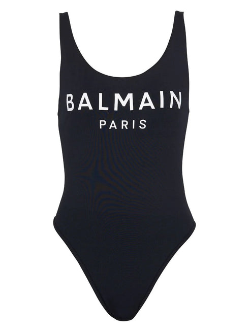 logo-print scoop-back swimsuit